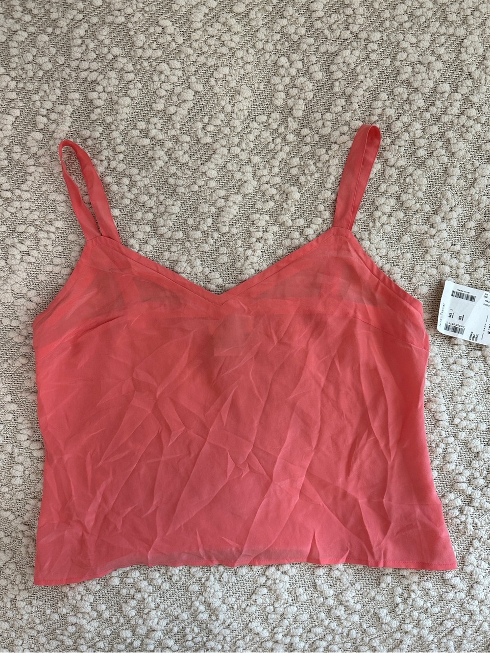 NWT Vintage Tess Nordstrom 100% Silk V-Neck Camisole Tank Top Coral M
